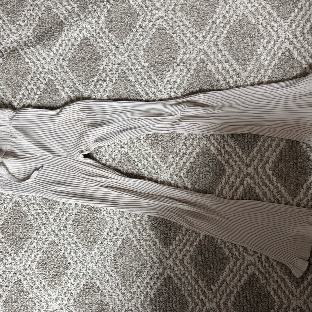 Lounge Apparel Cream Ribbed Pants